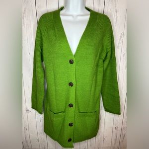 NEW Green Oversized Button up Cardigan Sweater Women’s Medium Fall Winter Work